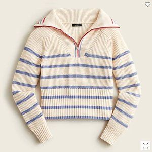 J.Crew Cotton Cashmere Quarter Zip Pullover in Stripe